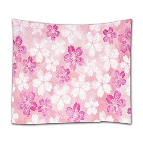 A.Monamour Tapices de Pared Rosa Flores Japonés Flores De Cerezo Textura Arte Floral Fondo Tejido Tapicería Cortinas Mantel Colcha Toalla De Playa 102x153cm