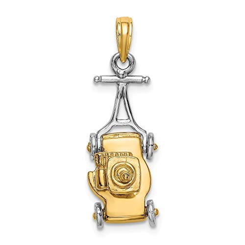 Amuleto de dos tonos de oro de 14 quilates para cortacésped móvil y de dos colores