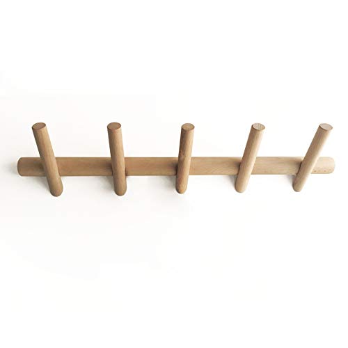 anaan Branch Perchero de Pared Madera 5 Ganchos Colgador Abrigos Montaje en Pared Modernos Decorativo escandinavo Diseño 50 cm