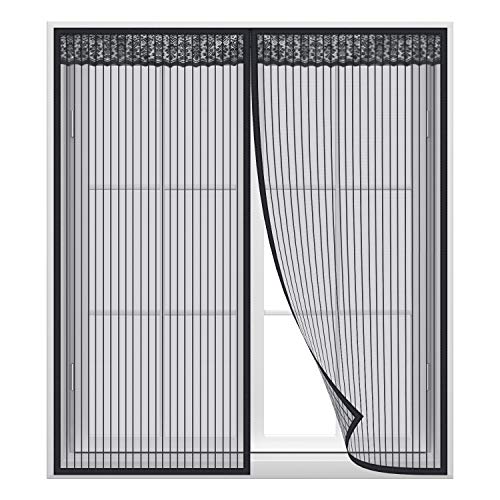 Anpro Mosquitera Ventana Magnetica,Cortina de Ventana para Prevenir Mosquitos y Insectos(Anti-mosquito Negro,80cm*100cm)