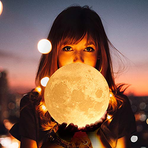 Arfbear 3D Lámpara de Luna Colgado, 16 Colores Luz Nocturna LED, Conexión USB, Control Remoto & Tactil, Luz de Noche Ambiente Lámparas para Dormitorio, Salón, Niños Bebé de Fiesta 14cm