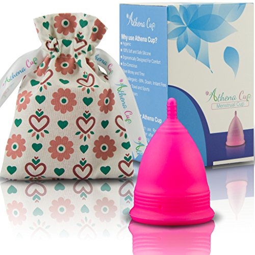 Athena Copa Menstrual – La copa menstrual más recomendada - Incluye una bolsa de regalo - Talla 1, Rosa liso - ¡Ausencia de pérdidas garantizada!