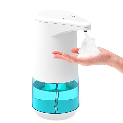 Aucma Dispensador de Desinfectante Manos, 350ml Dispensador Jabon Automático Sensor Sin Contacto con Impermeable IPX4, Recargable Dosificador Jabon Espuma para Cocina Baño(Espuma)