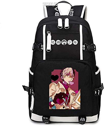 AUGYUESS Mochila con diseño de anime, regalo de anime, regalo de cosplay, bolsa de ordenador portátil Jibaku Shounen Hanako Kun DFG-34534, color negro