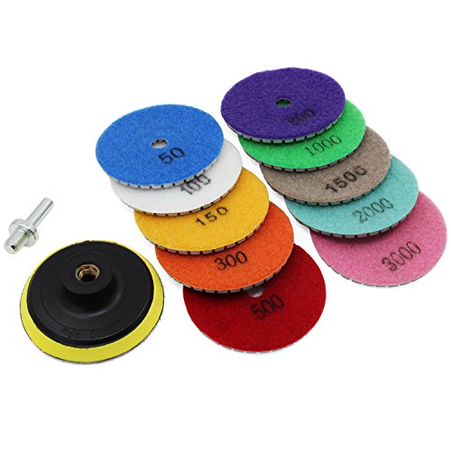 Aussel Diamond Polishing Pad Wet Pulido Rueda Set para Granito Hormigón Stone Ceramic 11 Piezas (3inch)