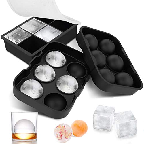 Bandejas para Hielo Silicona con Tapa, Juego de 2 Cubitera Hielo, Molde Cubo Hielo 4.5 * 4.5 cm, Ice Mold para Congelarse Alimentos para Bebe Agua Cola Cócteles Whisky, sin BPA