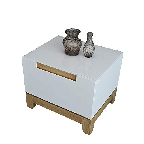 Bedside table LVZAIXI Mesa de Noche nórdica Simple Moderna de Madera de Fresno Blanco Pintado Dormitorio Armario de la Cama Armario