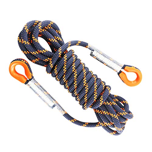 BESPORTBLE Cuerda Auxiliar de Escalada de Nailon de 8 mm de Grosor Cuerda de Rappel de Seguridad de Rescate de montañismo para Deportes al Aire Libre (Negro y Naranja 5 Metros)