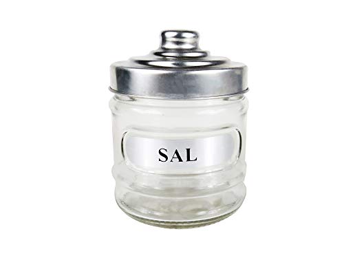 B&F Recipiente para Sal y Sal Gorda Hecho de Cristal con Tapadera Hermética y Selladora/Bote para La Sal/Tarro para Sal y Sal Gorda Gran Capacidad/Salero Cristal para Sal 300ML