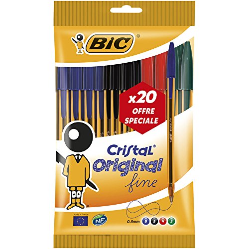 Bic Cristal Fino 912 273 no retráctil bolígrafo Negro/Azul/Rojo/Verde