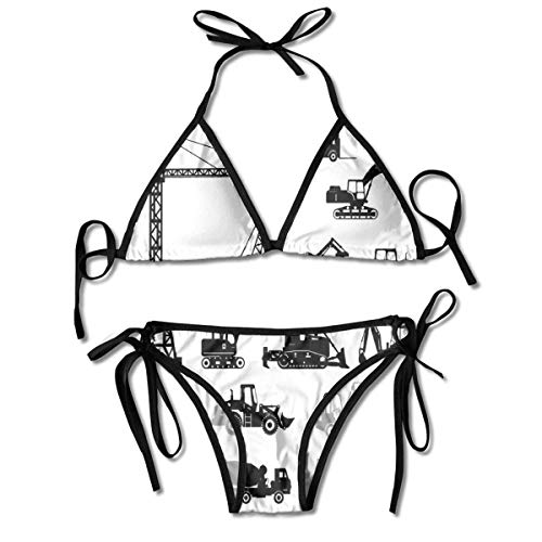 Bikini Trajes de baño Siluetas Negras Máquinas mezcladoras de concreto Conjunto Industrial Camiones Tractores Conjuntos de Bikini Traje de baño Traje de baño