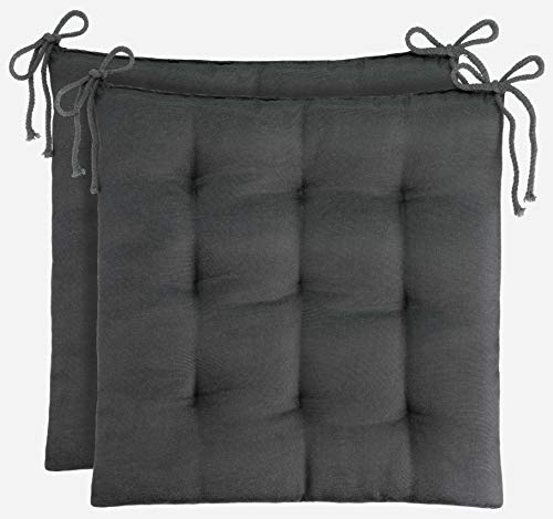 Brandsseller Cojín decorativo de asiento para silla de jardín, 9 pespuntes, varios diseños, poliéster, gris oscuro, 2er-Paket