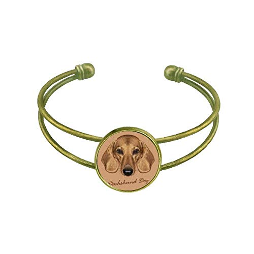 Brown Short leg Dachshund Dog Animal Pulsera Brazalete Retro Joyas De PuÃ±o Abierto