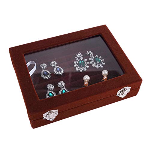 CAIOOS Ventana de Apertura de Vidrio con Doble Hebilla de Plata, pequeño joyero, joyero, Pendiente de Anillo, Caja de Almacenamiento de Joyas, Accesorios de joyería