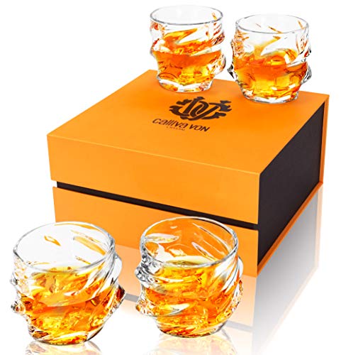 calliva von Vaso de Whisky, Copas de Whiskey Cristal Sin Plomo, 320 ml, 4 Piezas