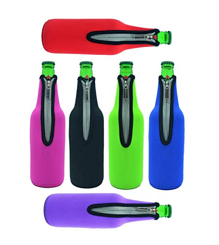 Case Wonder Refrigeradores de la Botella del Vino de Koozies de la Botella de Cerveza, Aquete De 6 17,6 Oz Neopreno Aislado Plegable Zipper Enfriador De Botellas para Guardar su Bebida Cerveza de la Bebida Enfriada por un Período de Tiempo Extendido (6 Co