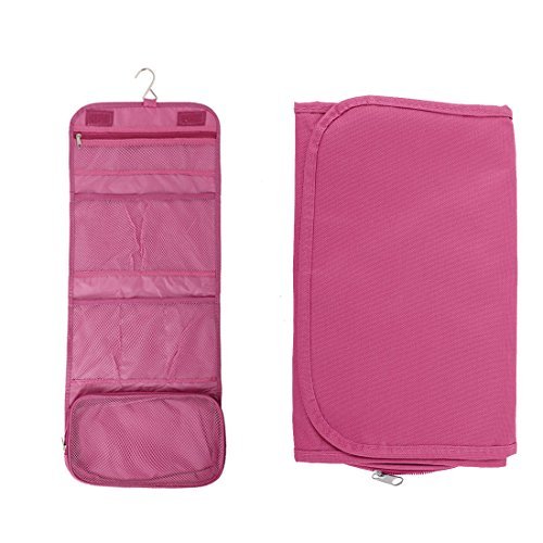 Caso DealMux expansível do curso de Higiene Pessoal Bag Organizador Cosmetic Armazenamento saco de lavagem de Higiene Pessoal Fuchsia