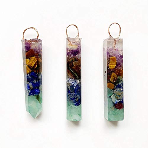 Chakra Stones Chips Orgone Energy Colgante Punto de cristal natural Curación Obelisco Varita Forma geométrica 1 Pza, Forma rectangular