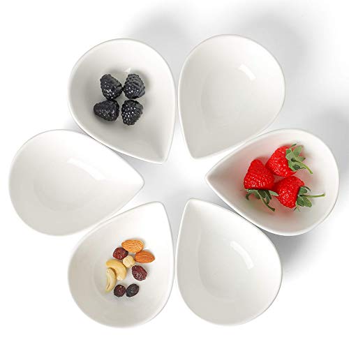 ChasBete Premium Cuencos para Salsas Porcelana Blanca Juego de 6 Cuencos para Aperitivos Modernos Cuencos Cocina Pequeños, 250ml