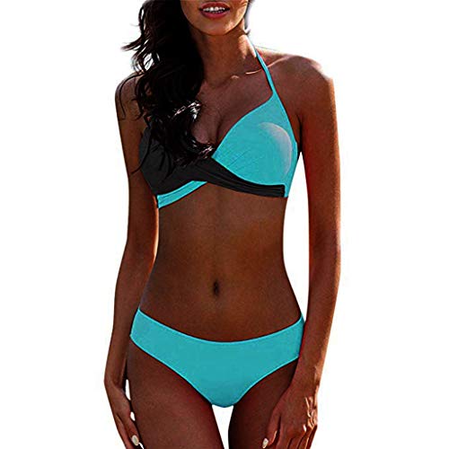 CheChury Bikinis Mujer 2021 Push Up Halter Bikini Traje de baño Acolchado Bra Tops y Braguitas Bikini Sets Talla Grande Bañador Vacaciones