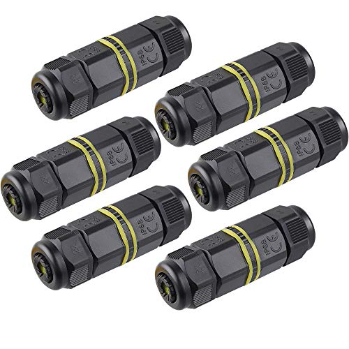 Chestele - Conector de cable, uso exterior, caja de conectores impermeables, IP68, acoplador de manguito exterior, 5 mm a 12 mm de diámetro (negro, PA66), negro