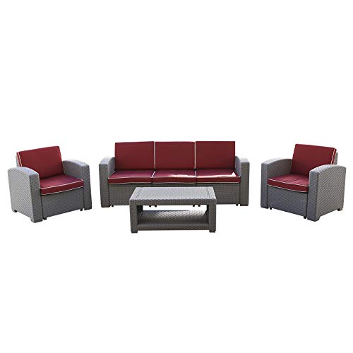 CHILLVERT Conjunto de Jardín Treviso Resina 1 Sofá+ 2 Sillones + 1 Mesa Gris Claro