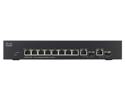 Cisco Small Business SG200-10FP - Switch de red (IGMP, SNMP, IEEE 802.1ab, IEEE 802.1D, IEEE 802.1p, IEEE 802.1Q, IEEE 802.1w, IEEE 802.1x, IEEE 802.3, IEEE 802., L2, Gigabit Ethernet (10/100/1000), Negro, 50/60 Hz)