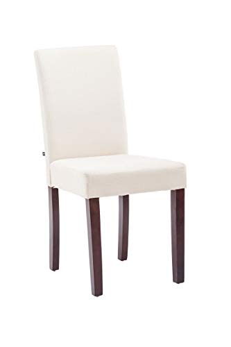 CLP Silla De Salón Comedor Ina Tapizada En Tela I Silla Comedor Acolchada I Silla De Sala De Espera con Base 4 Patas De Madera I Color:, Color:Crema, Color del Marco:Cappuccino