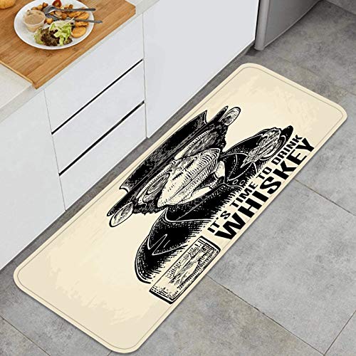 Cocina Antideslizante Alfombras de pie Caballero Mono con Reloj de Bolsillo Antiguo y Vestido con Sombrero, Traje, Decoración de Piso Confortables para el hogar, Fregadero, lavandería-120cm x 45cm