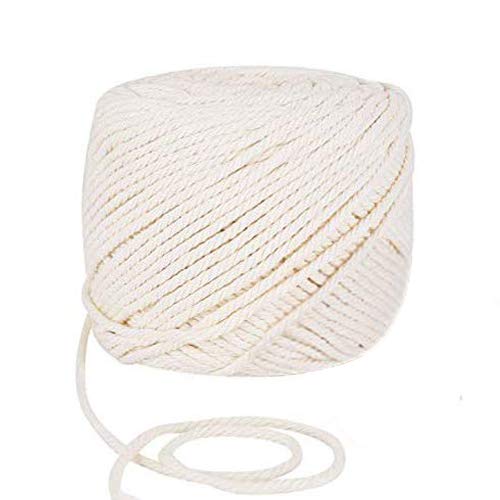 Colmanda Macrame Cuerda, cuerda de algodón natural Cuerda de macramé Cordel de Algodón para Envolver Regalo, Manualidades, Costura, DIY Artesanía, Decoración Bohemia (2mm200m)