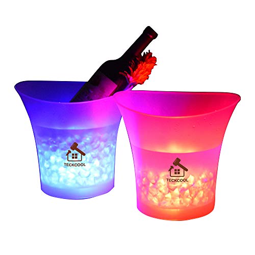 Colorido LED Luz Hielo Cubo de Champán, Vino Enfriador de bebidas cerveza hielo Bar fiesta 5 litros