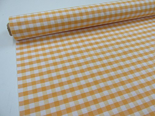 Confección Saymi Metraje 2,45 MTS Tejido Vichy Ref. Cuba Cuadro Medio 15x15 mm. Color Amarillo, con Ancho 2,80 MTS.