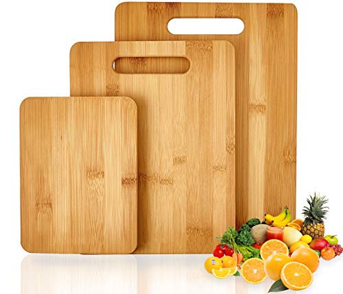 Conjunto de Tablas de Cortar, 3 Piezas Conjuntos de Tablas para Picar Hechas de bambú moso, para la preparación de Alimentos, Pan, Carne, Verduras, Galletas saladas y Queso