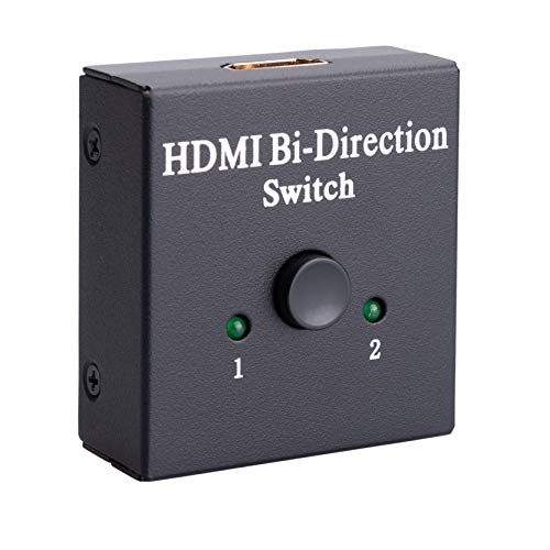 Conmutador Divisor HDMI Switch 2 Salidas Caja bidireccional 1 Puerto de Entrada 2 Puertos de Salida Hub HDMI Soporta HD 4K 3D 1080P Compatible con PC HDTV, BLU-Ray, TV Box, Xbox, PS3, PS4