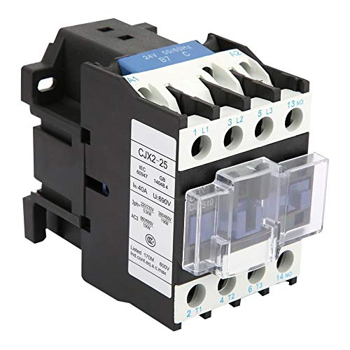 Contactor Industrial Sobre Riel Cjx2-2510 - Contactor Eléctrico Industrial con Alimentación de 25 A Y Tensión de Bobina 24 Vac/36 Vdc/48 Vac/110 Vac/380 Vac (opcional) (24 Vac)