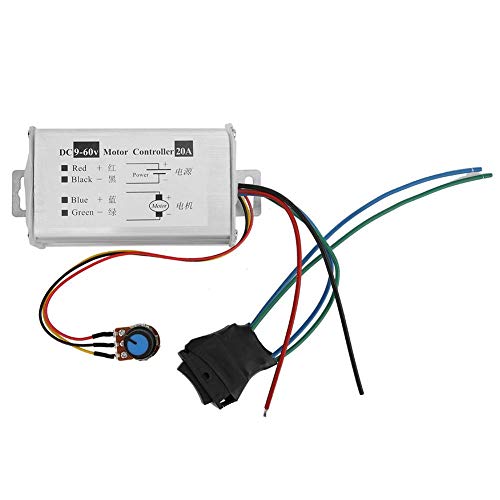 Controlador de velocidad de motor de CC, módulo controlador de controlador de motor cepillado CC 9V 12V 24V 36V 48V 60V Controlador de modulador de ancho de pulso de motor 20A 1200W Monitor PWM Dimm