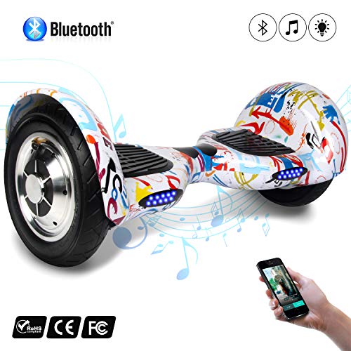 Cool&Fun Patinete Eléctrico Scooter Monopatín Eléctrico Auto-Equilibrio Patín de 10" Pulgadas Bluetooth 350WX2(Graffiti)