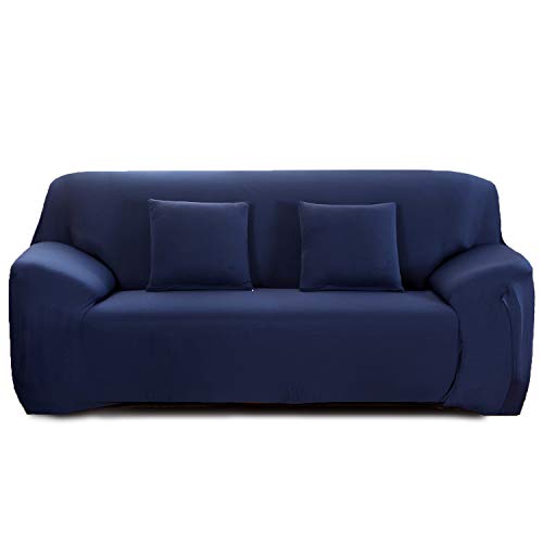 Cornasee Funda de sofá Elastica 3 plazas,Cubierta para sofá con Cuerda de fijación (Azul Marino,3 Plazas)