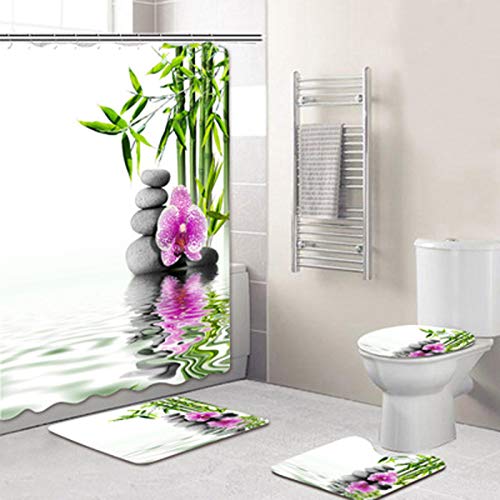 Cortina de Ducha Set de baño Accesorios de alfombras Conjunto de Cortina de Ducha, Estilo Rural a Prueba de Agua y Prueba del Moho poliéster Antideslizante Durable, style2-XXXL