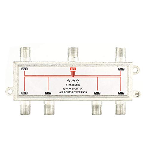 Cosye Distribuidor de Divisor de señal de TV por Cable de Antena de satélite de 6 vías para SATV/CATV Receptor de satélite de 5-2400 MHz para SATV/CATV