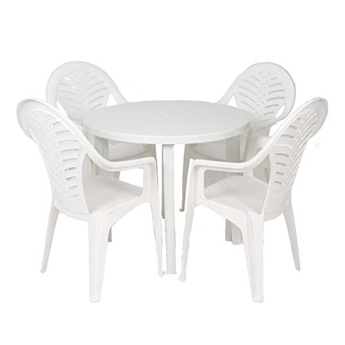 CREVICOSTA QUALITY MARK MARCAS DE CALIDAD Conjunto Mesa Viana Redonda. SILLAS Ocean. Resina Blanco