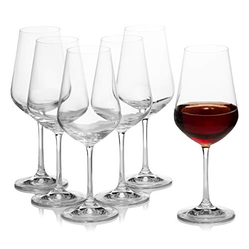 Crystalex Bohemia Sandra - Juego de 6 copas de vino (445 ml), color transparente