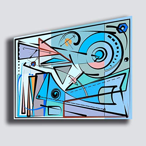 Cuadro moderno KANDINSKY estilo 30 x 50 cm Composición azul celeste - Reparación impresión sobre lienzo dormitorio grande cuadros modernos arte abstracto cocina salón
