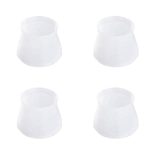 Cubierta de protección de silicona para muebles, paquete de 4 tapas de patas de silla redonda Protector de piso Cubierta de pies de mesa Almohadillas de silla inferior antideslizante (Transparente)