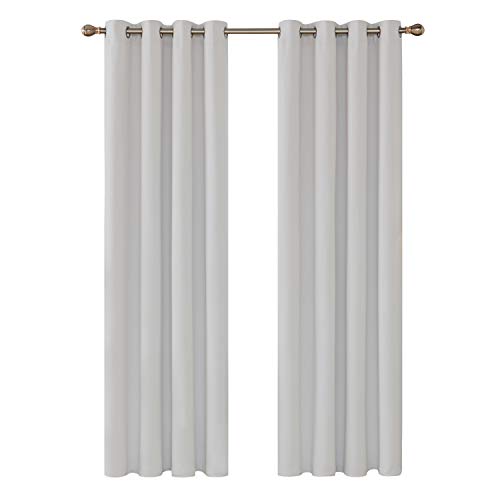 Deconovo Cortina Opaca Decoración Ventana Accesorios para Habitación Estilo Moderno Elegante con Ojales 2 Piezas 140 x 260 cm Gris Blanco