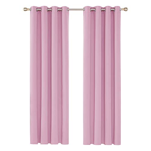 Deconovo Cortinas Opacas con Aislamiento Térmico para Sala de Estar Oficina Hotel Ventanas 2 Piezas 140 x 245 cm Rosa