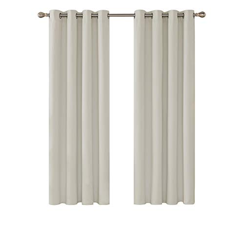 Deconovo Cortinas Opacas Salon Térmicas Aislantes Frío y Calor de Salón Dormitorio Moderno con Ojales 2 Piezas 132 x 160 cm Beige Claro