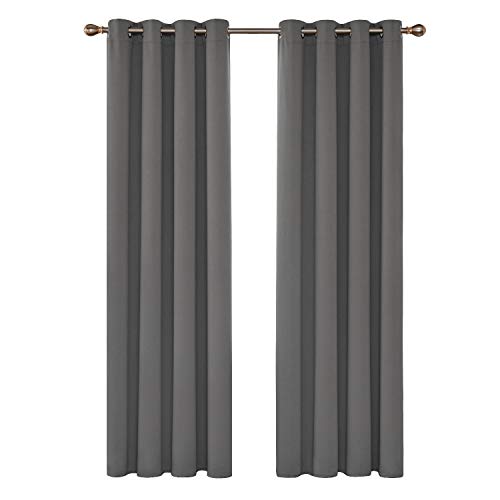 Deconovo Cortinas Salón Modernas Opacas para Ventanas de Resistente a la Luz Tela Suave y Gruesa con Ojales 2 Piezas 140 x 260 cm Gris Claro