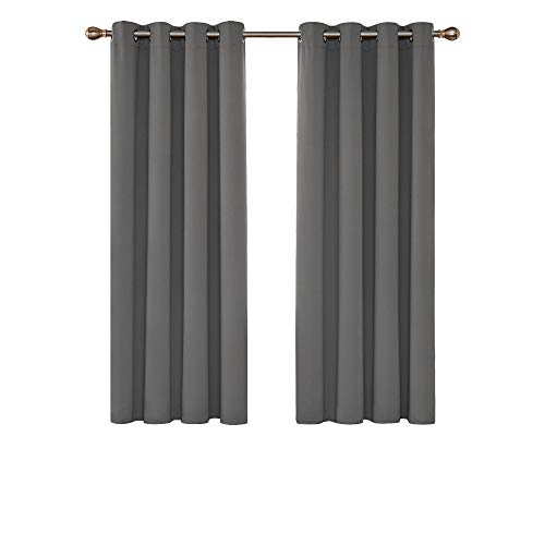 Deconovo Cortinas Termicas Aislantes Frio y Calor para Dormitorio Matrimonio Salón Hotel Casa Exterior con Ojales 2 Piezas 132 x 114 cm Gris Claro