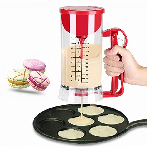 Dispensador Masa Cupcakes, Herramienta para Dispensador de Masa de Magdalenas Ideal para Pasteles, Galletas, Cakes & Belgian Waffles con Etiqueta de Medición, 1200ML